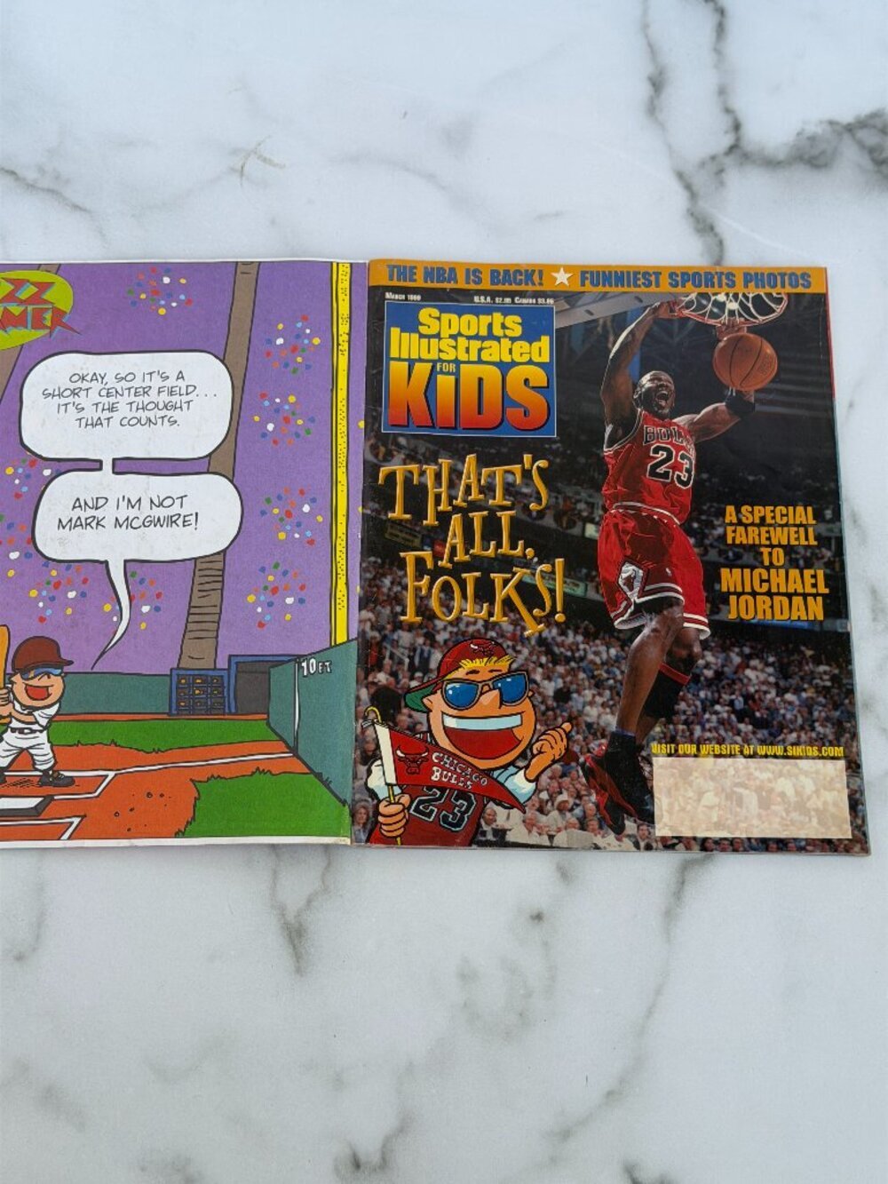 Sports Illustrated Kids March 1999 Michael Jordan Farewell Uncut Cards Sheet ABC